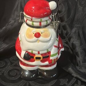 Festive Red and White Santa Claus Cookie Jar